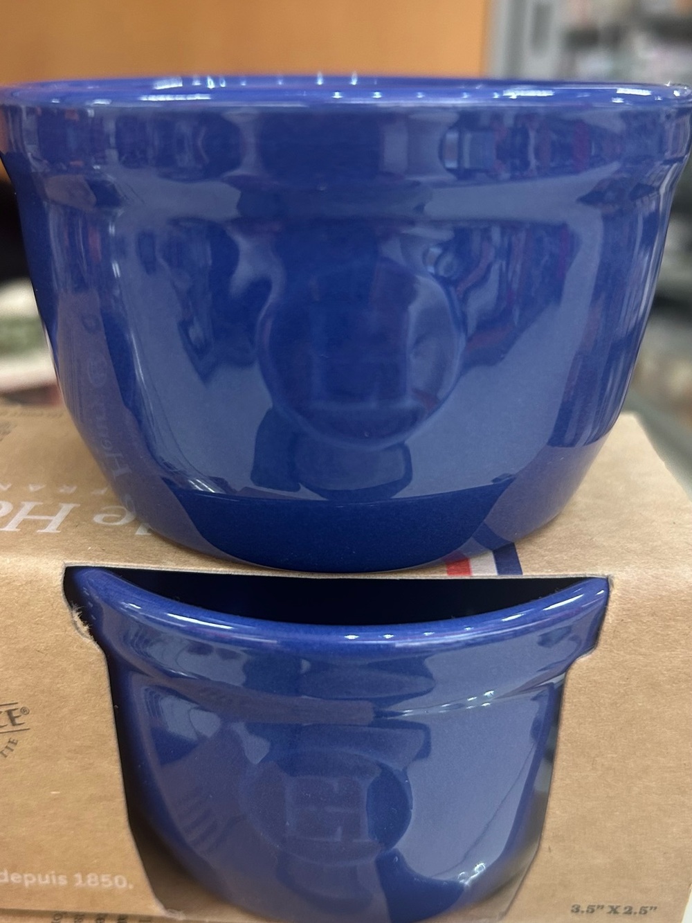 Brand New Emile Henry Ceramic Ramekins – Set of 2 (Blue / Bleu 3)